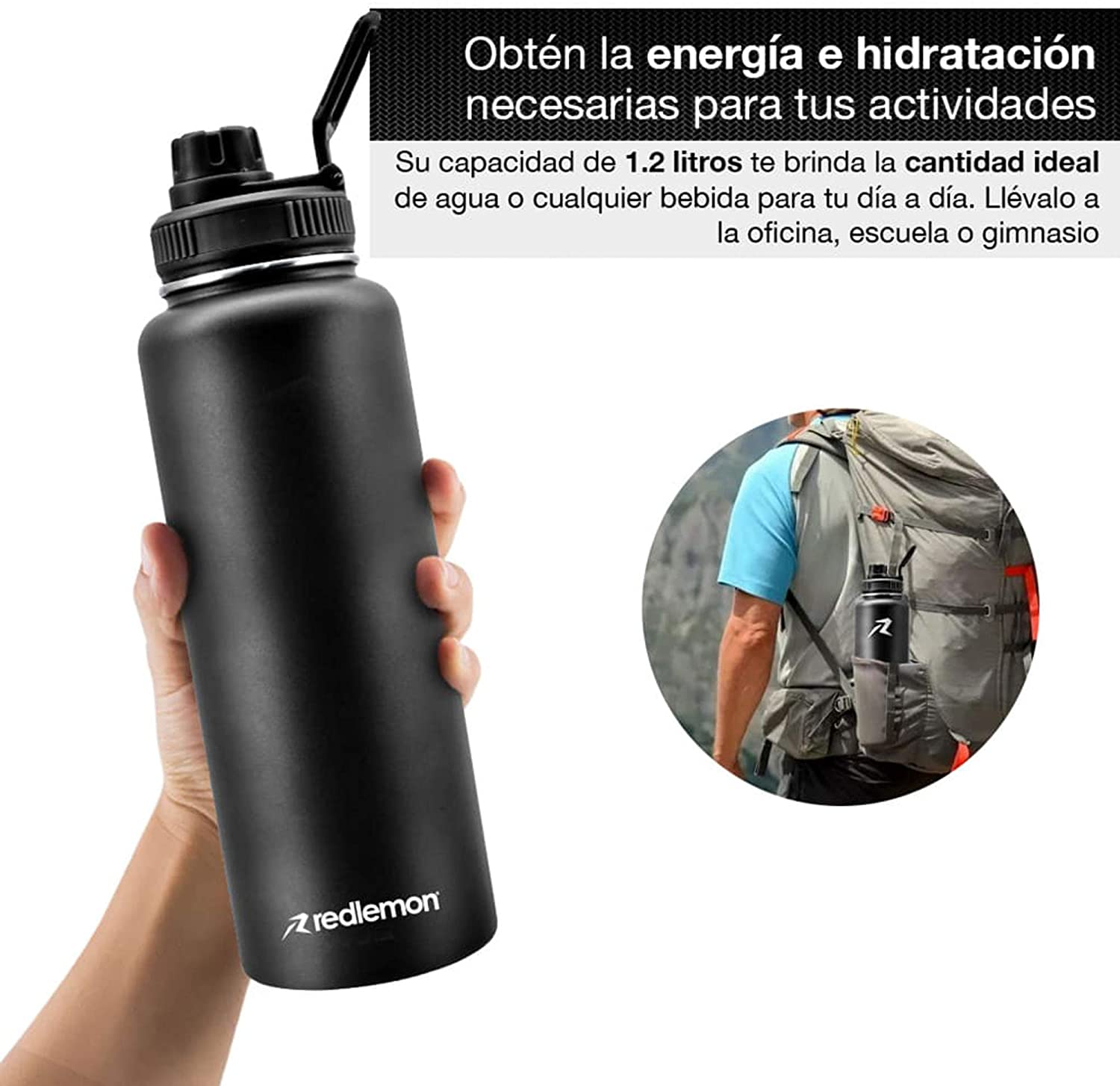 Termo para Agua de 2 Litros de Acero Inoxidable Ultra Resistente Hikeo, Redlemon.com.mx
